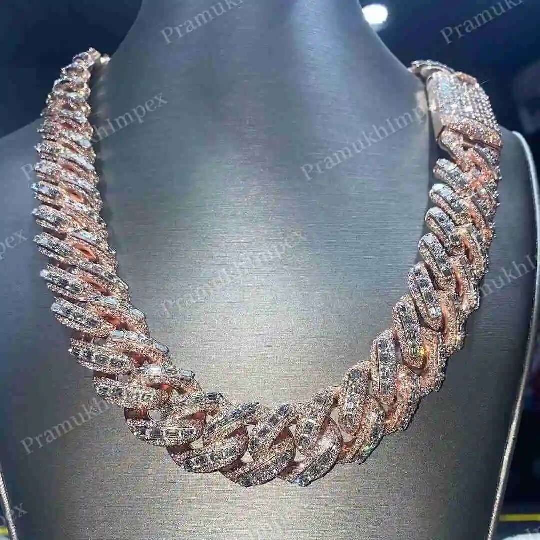 Moissanite Cuban Link Chain Iced Out - Lüks Rapper 20 MM Tamamen Buzlu