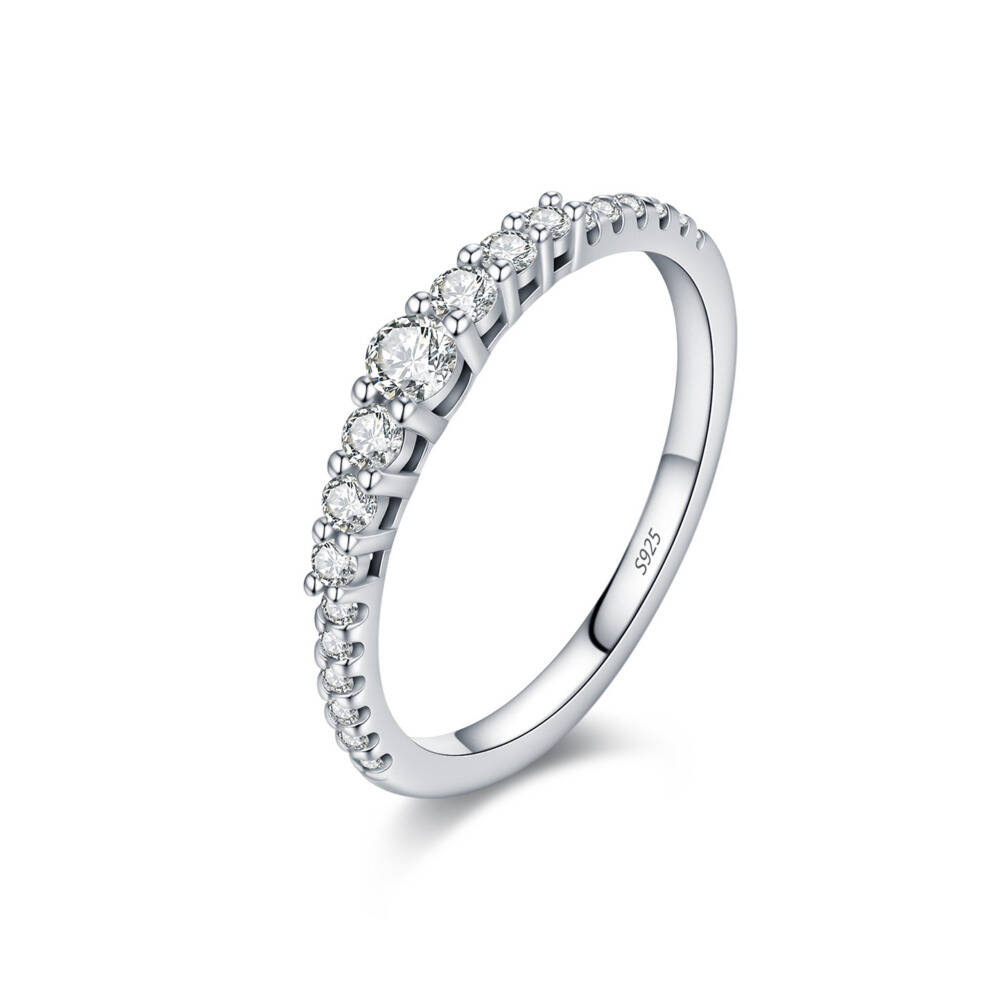 Moissanite Eternity Band Ring Stackable - Yuvarlak Kesim D VVS1 Moissanite Sonsuzluk