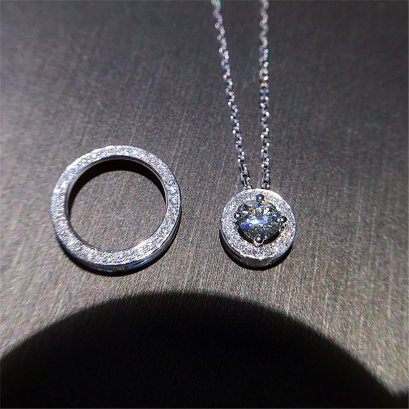Moissanite Pendant Necklace Solitaire - 2 in 1 Lab elmas kolye