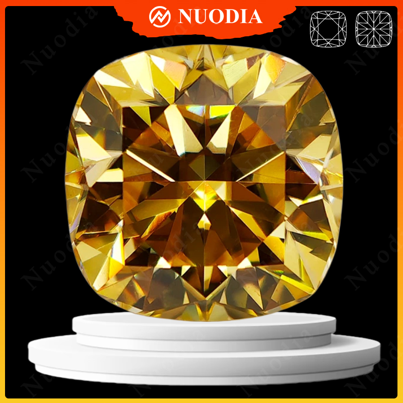 Gra Certificate Loose Moissanite Stone - Sertifikalı Limon Sarısı Moissanit Taşı, Yastık
