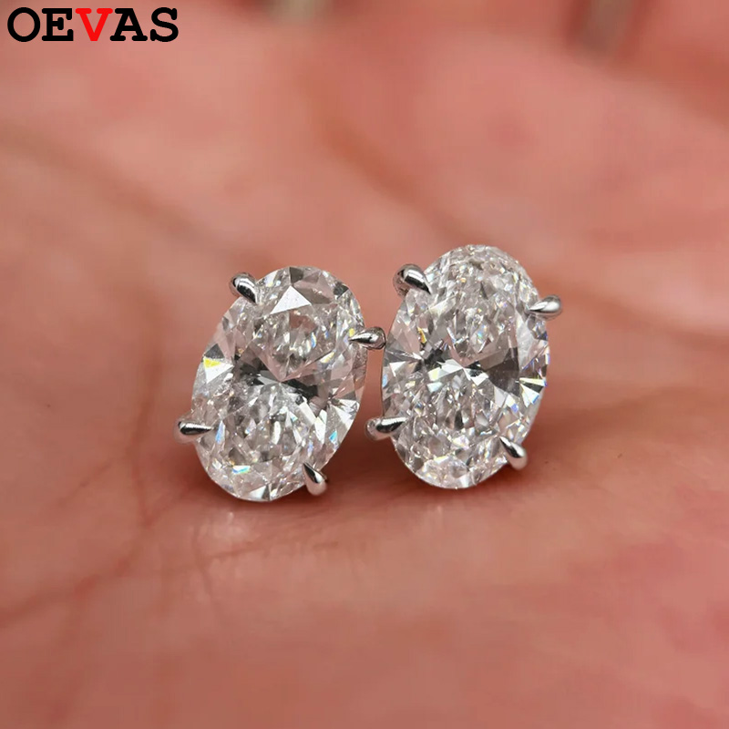 Moissanite Stud Earrings Round Cut 1Ct - OEVAS 1-4 Karat Oval Kesim Moissanit