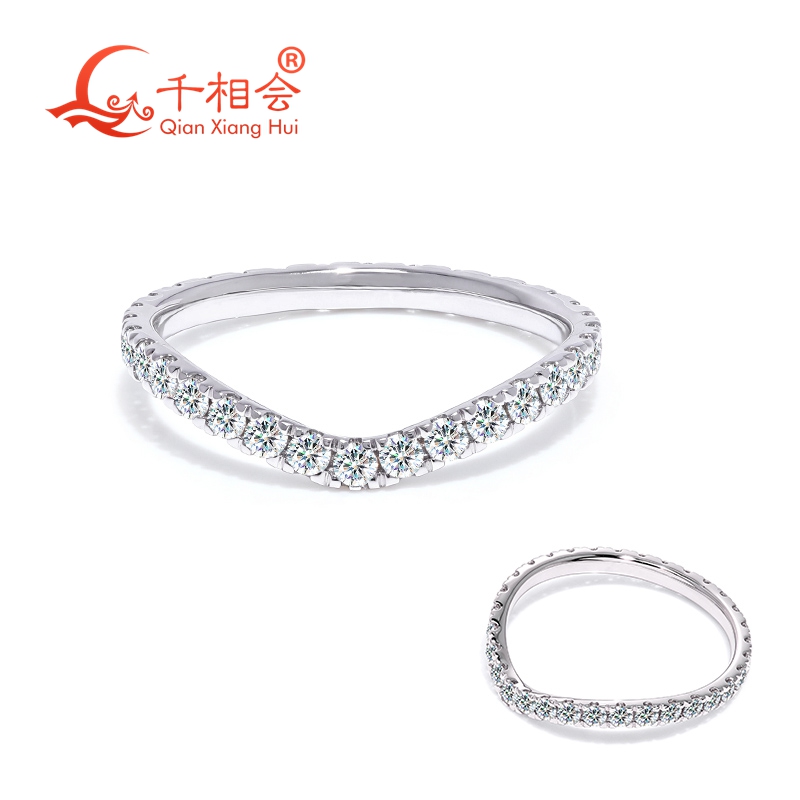 Moissanite Eternity Band Ring Stackable - S925 Ayar Gümüş D beyaz vvs