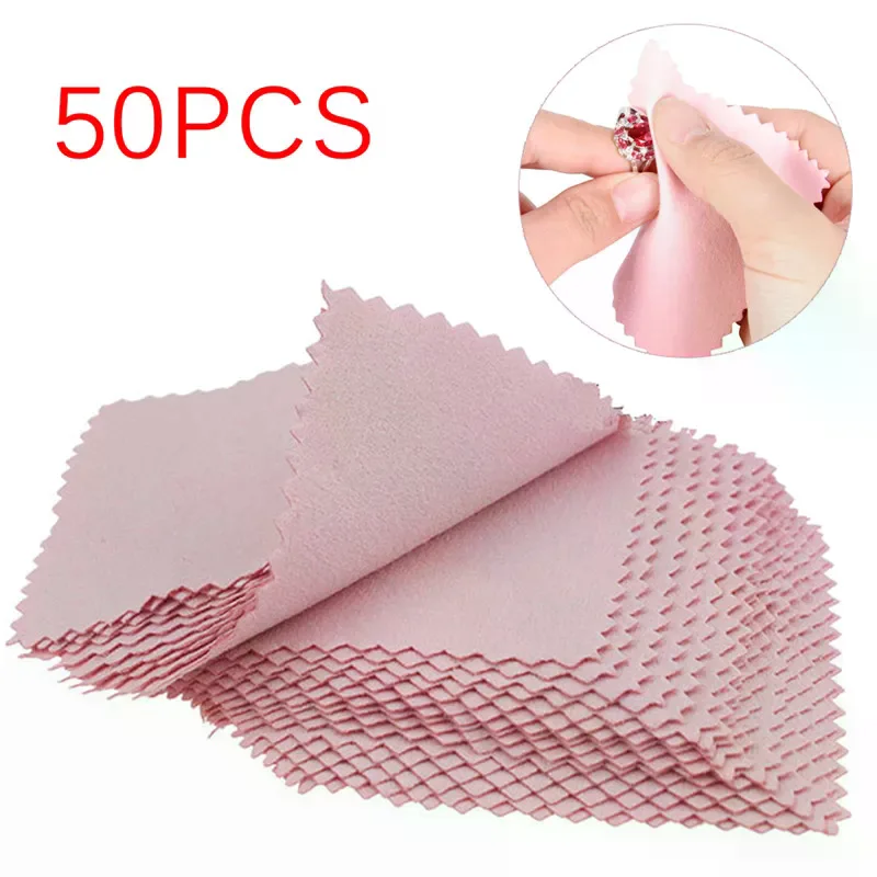 Jewelry Polishing Cloth Silver Cleaner - 50 adet 8cm * 8cm gümüş