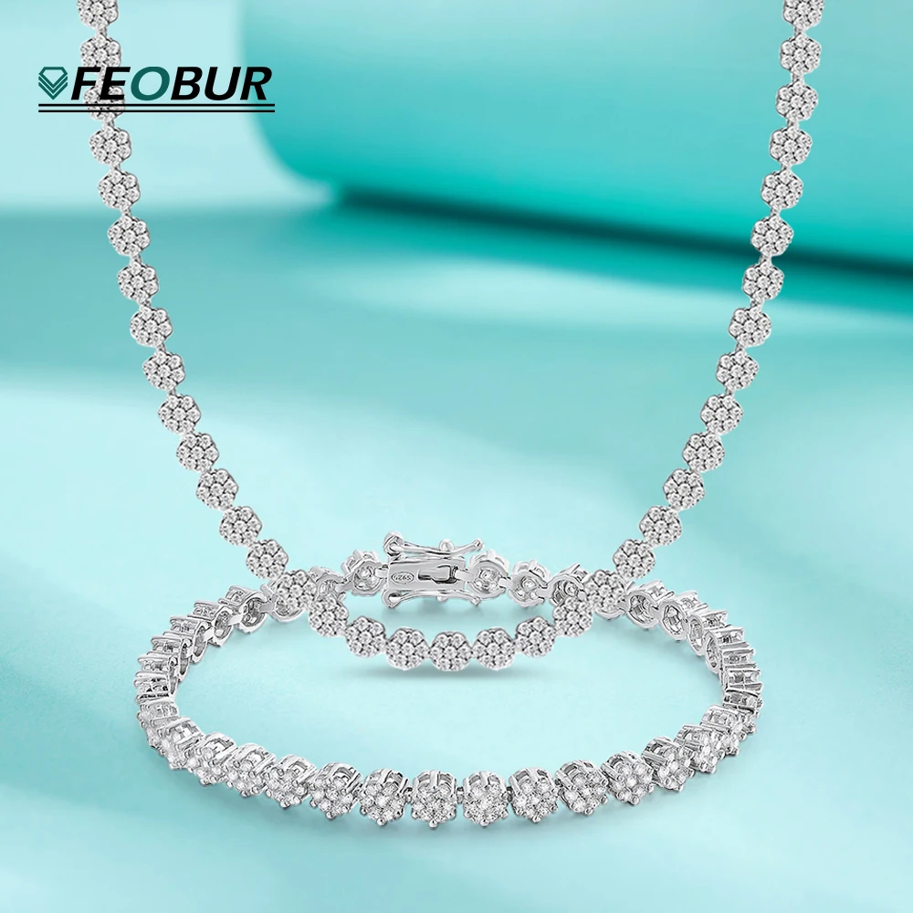Moissanite Tennis Bracelet 925 Sterling - GRA Sertifikalı 4.5mm Çiçek Tam Mozanit
