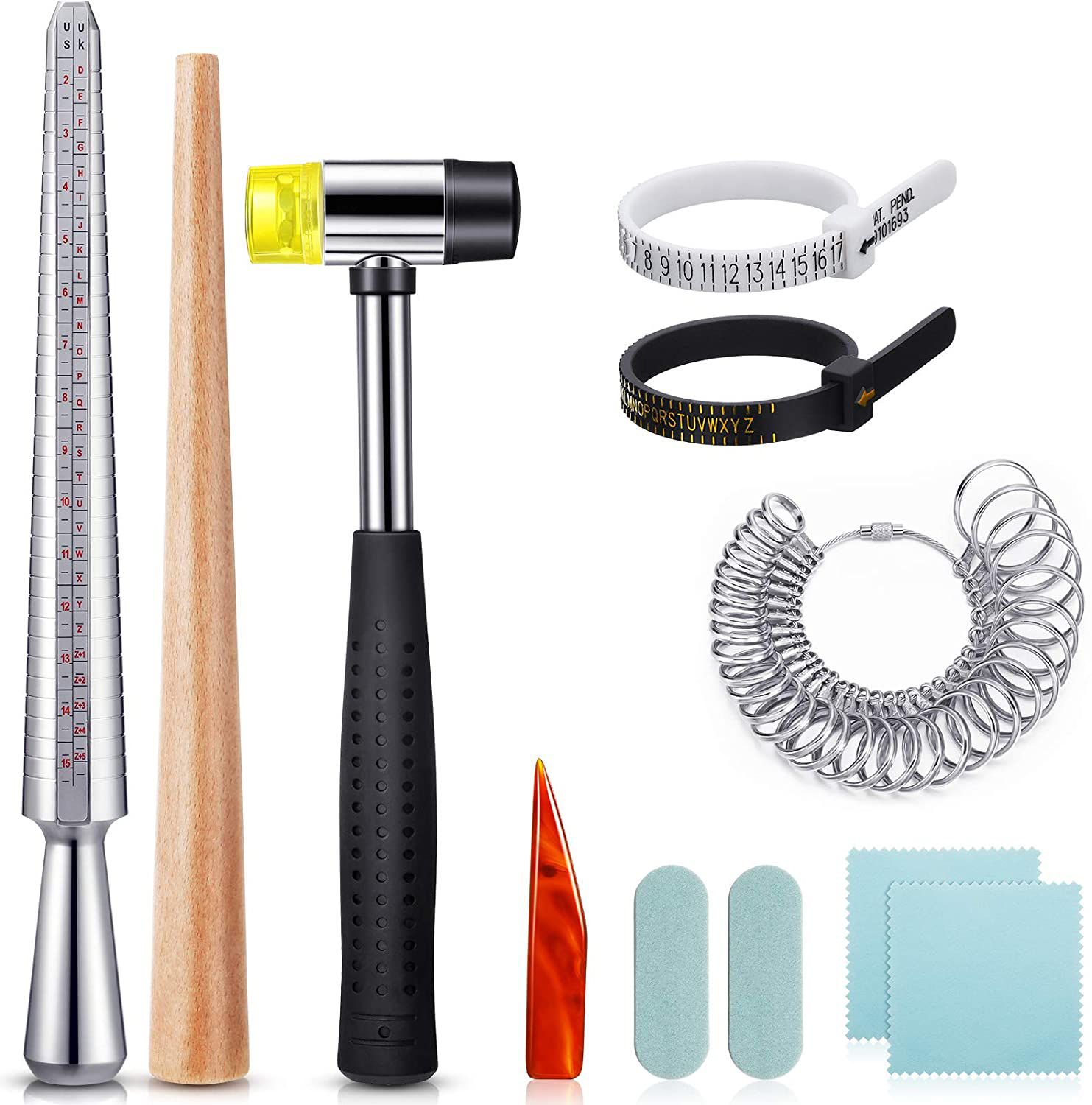 Ring Sizer Measuring Tool Mandrel Set - 11 adet abd İngiltere yüzük Mandrel