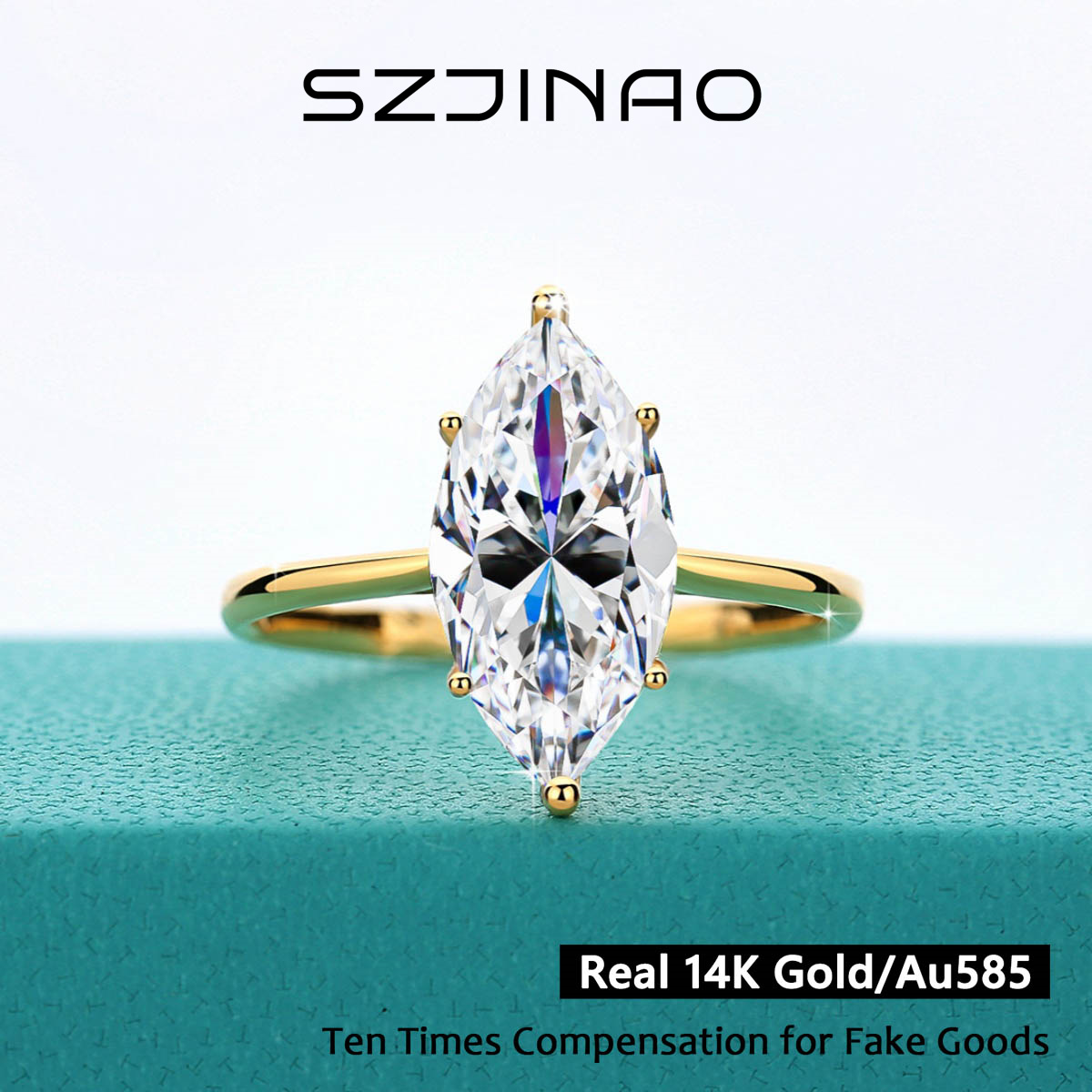 Lab Grown Diamond Ring 14K Gold - 14 K Altın Mozanit Pırlanta Yüzük