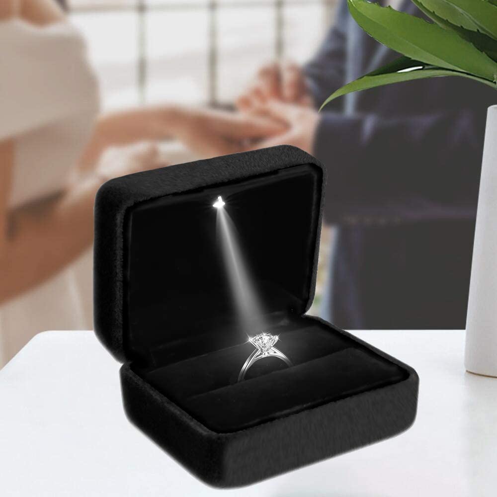 Velvet Ring Box Led Light Proposal - Kadife LED Işık Yüzük Kutusu Kare