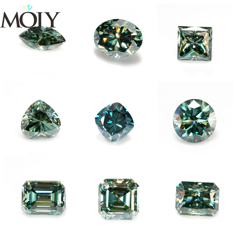 Gra Certificate Loose Moissanite Stone - MOJY Oval/armut/kalp şeklinde yeşil mozanit gevşek