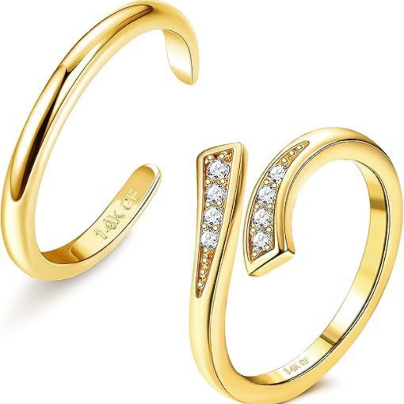 Lab Grown Diamond Ring 14K Gold - 14 Ayar Altın Kaplama Ayarlanabilir Zirkon
