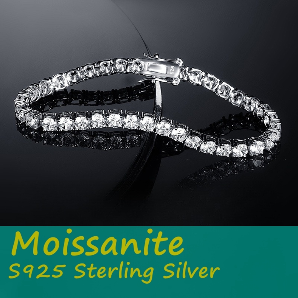Moissanite Tennis Bracelet 925 Sterling - Fabrika Fiyatı 3-6.5MM S925 Ayar Gümüş