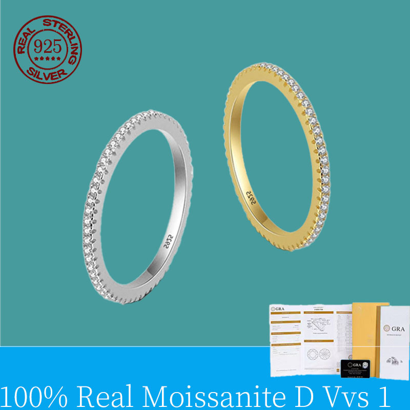 Moissanite Eternity Band Ring Stackable - Kadınlar için İstiflenebilir Sonsuzluk Yüzüğü, S925