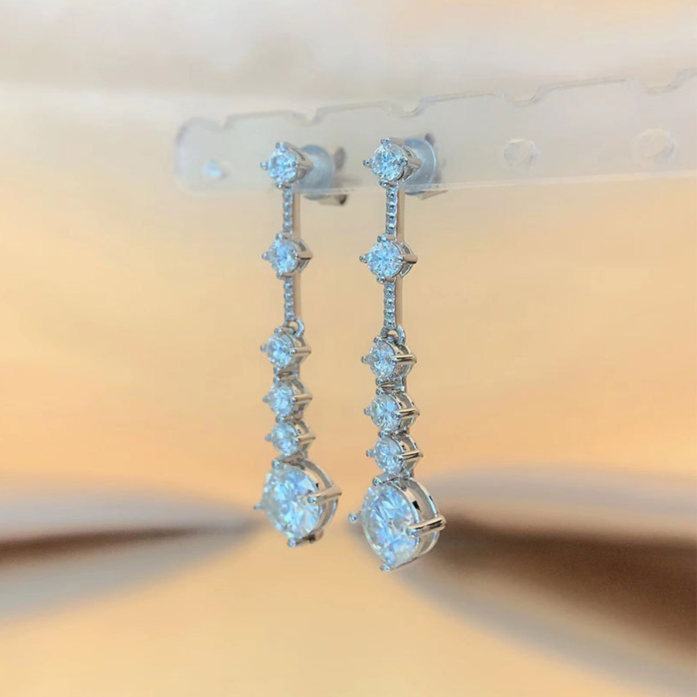 Moissanite Stud Earrings Round Cut 1Ct - 925 Ayar Gümüş, 1 Karat Yuvarlak
