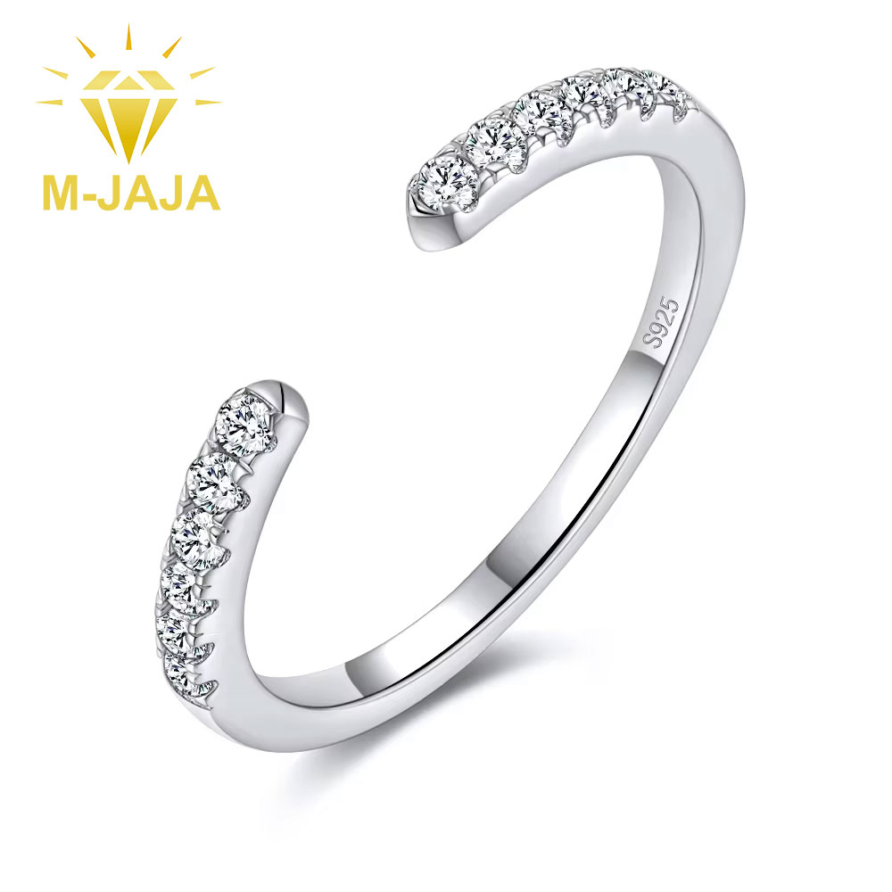 Moissanite Eternity Band Ring Stackable - M-JAJA Istiflenebilir Mozanit Açık Yüzük Yarım