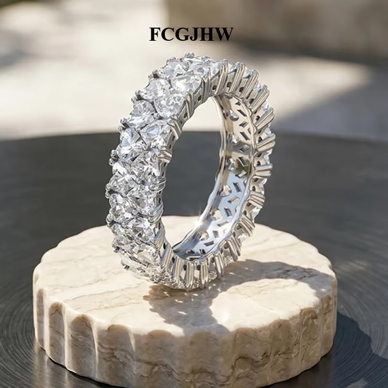 Moissanite Eternity Band Ring Stackable - FCGJHW 3 mm Kalp Şeklinde Moissanite