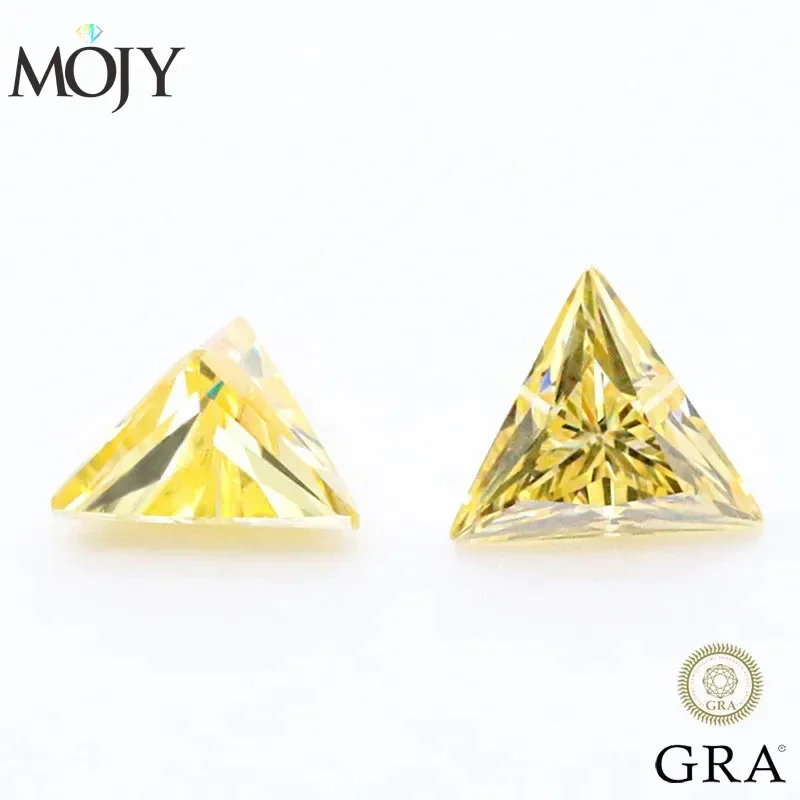 Gra Certificate Loose Moissanite Stone - MOJY Üçgen Kesim Limon Sarı Gevşek