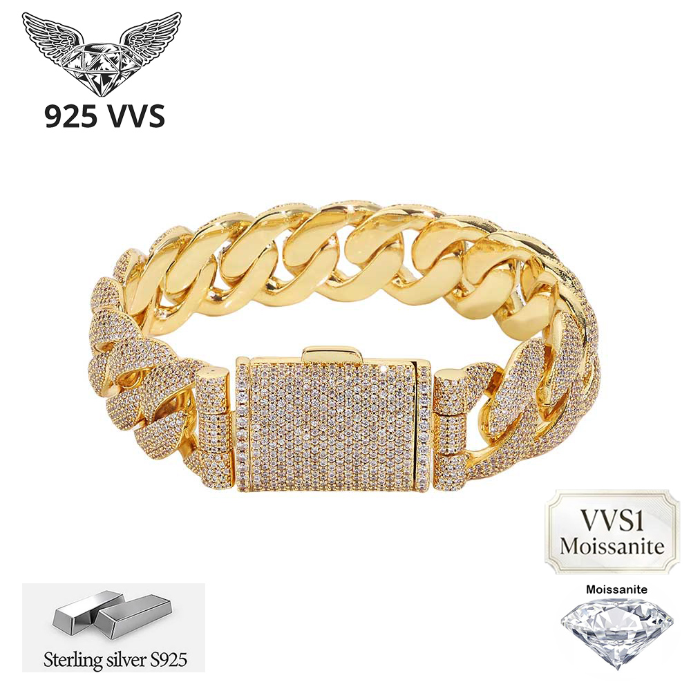 Moissanite Cuban Link Chain Iced Out - S925 Gümüş 22mm Kalın Buzlu Küba