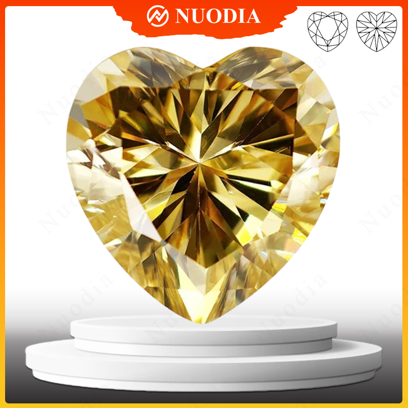 Gra Certificate Loose Moissanite Stone - Sertifikalı Limon Sarısı Moissanit Taşı Kalp