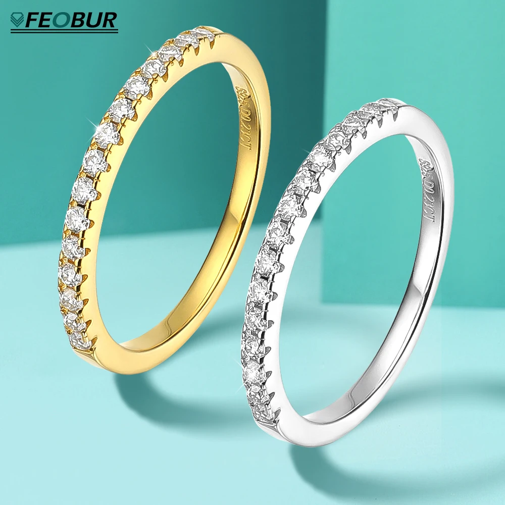 Moissanite Eternity Band Ring Stackable - FEOBUR 1.5mm Tam Mozanit Pırlanta Yüzük