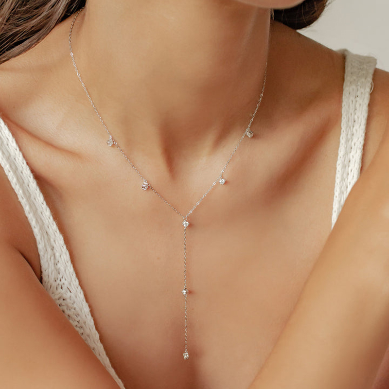 Moissanite Pendant Necklace Solitaire - Anziw 3mm Mozanit Y Zincir Kolye