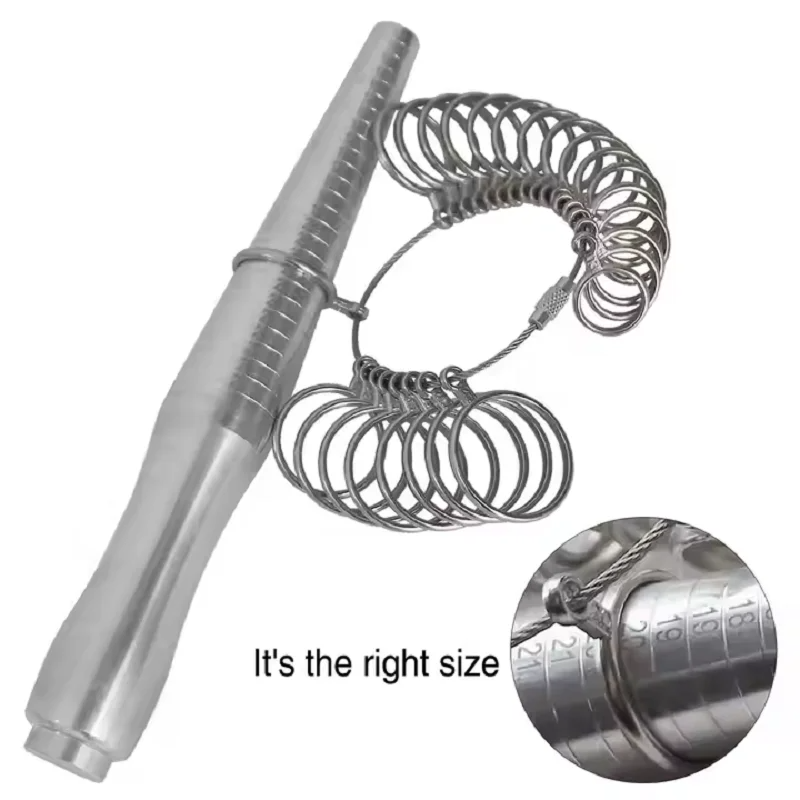 Ring Sizer Measuring Tool Mandrel Set - Paslanmaz Çelik Rus Yüzük Ölçüm Çubuğu,