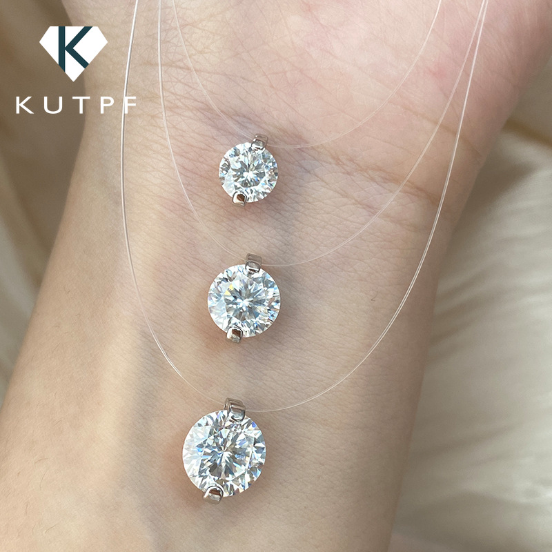 Moissanite Pendant Necklace Solitaire - 0.5/1/2 karat Tektaş Mozanit Elmas Kolye