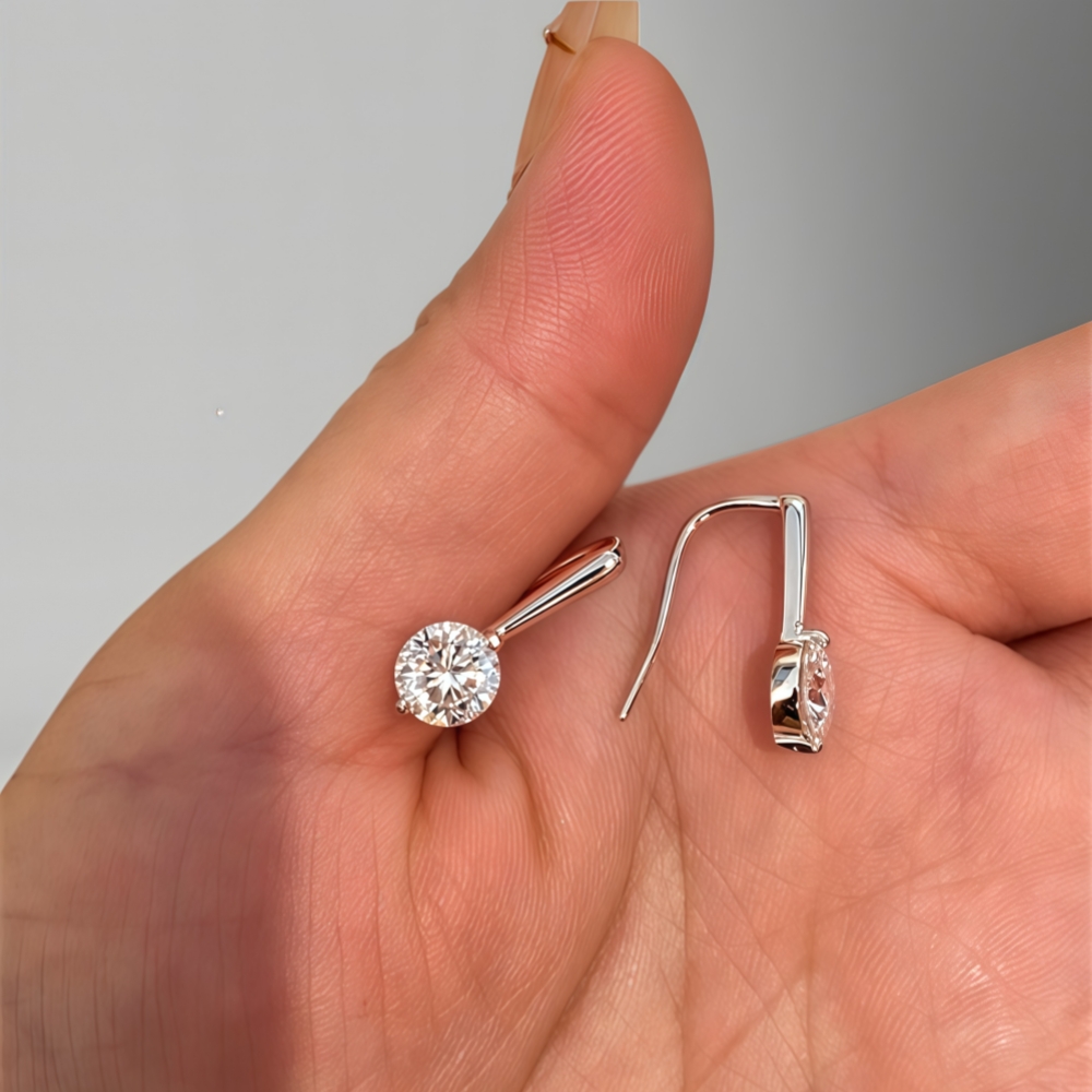 0.5-1CT Yuvarlak Kesim Moissan - Moissanite Stud Earrings Round Cut 1Ct incelemesi ve fiyatı
