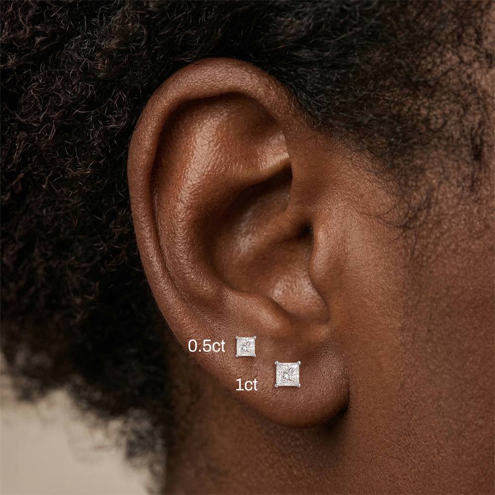 KOJ 1PC S925 Gümüş 0,5/1 Karat - Moissanite Stud Earrings Round Cut 1Ct incelemesi ve fiyatı