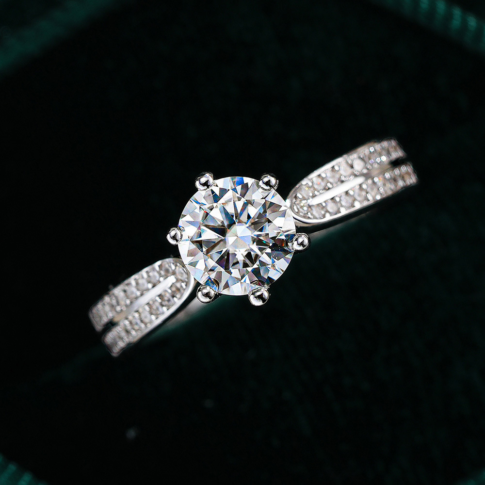 Lüks 925 Ayar Gümüş 0.5/1/2/3  - Moissanite Engagement Ring 2 Carat D Vvs1 incelemesi ve fiyatı