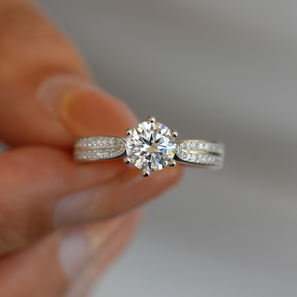 Lüks 925 Ayar Gümüş 0.5/1/2/3  - Moissanite Engagement Ring 2 Carat D Vvs1 incelemesi ve fiyatı