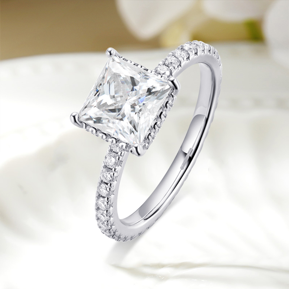 2 Karat D-VVS1 Prenses Kesim T - Moissanite Engagement Ring 2 Carat D Vvs1 incelemesi ve fiyatı