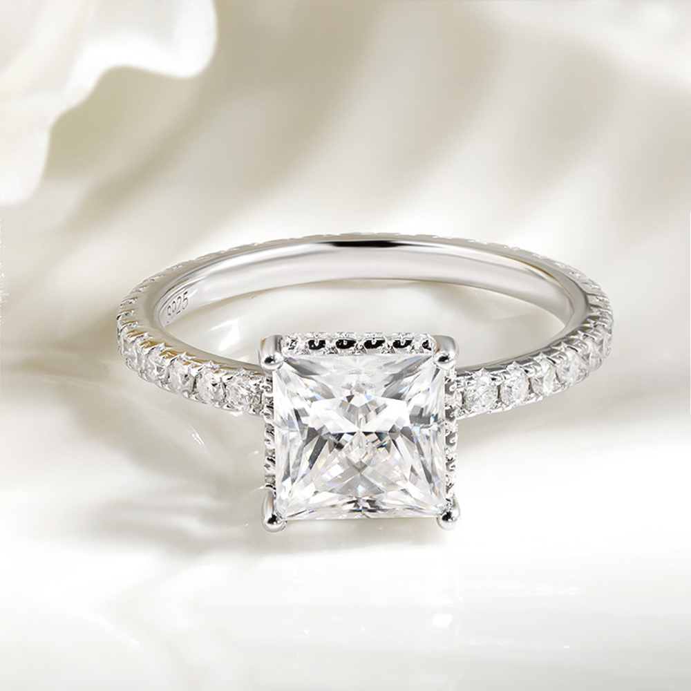 2 Karat D-VVS1 Prenses Kesim T - Moissanite Engagement Ring 2 Carat D Vvs1 incelemesi ve fiyatı
