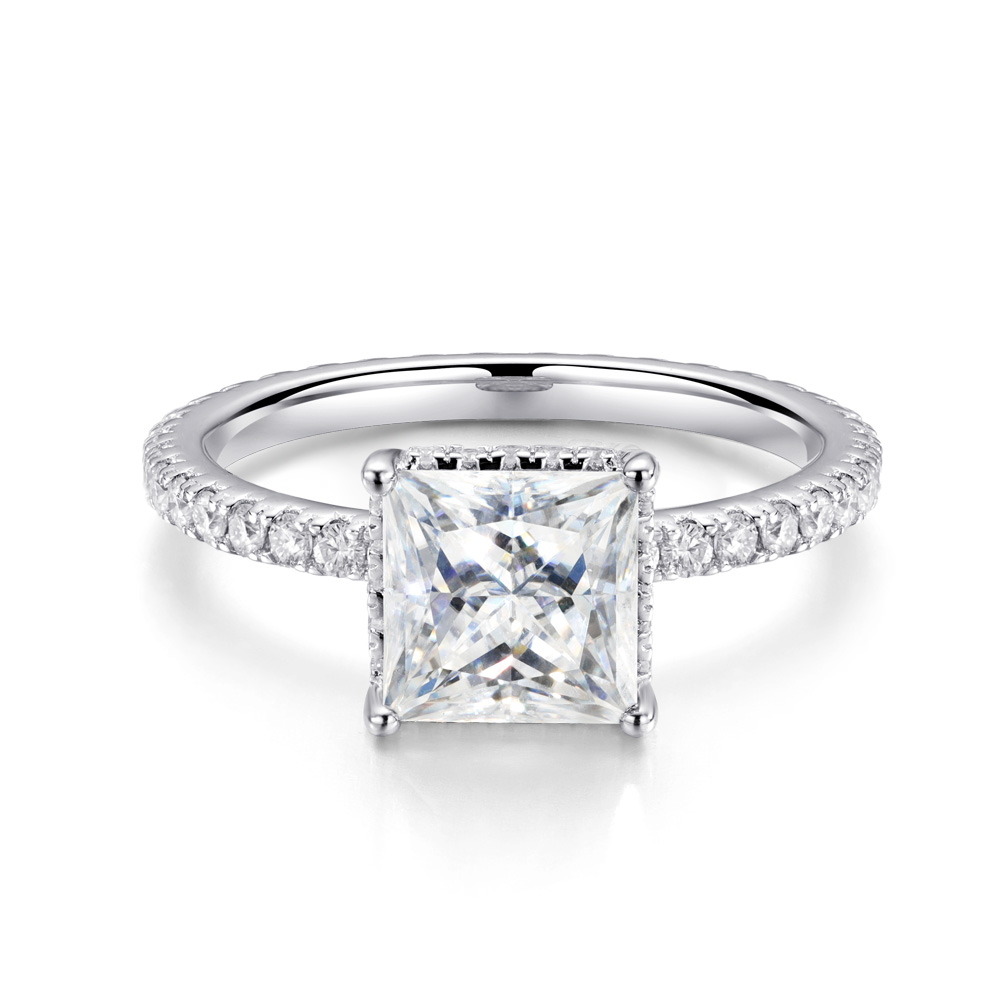 2 Karat D-VVS1 Prenses Kesim T - Moissanite Engagement Ring 2 Carat D Vvs1 incelemesi ve fiyatı