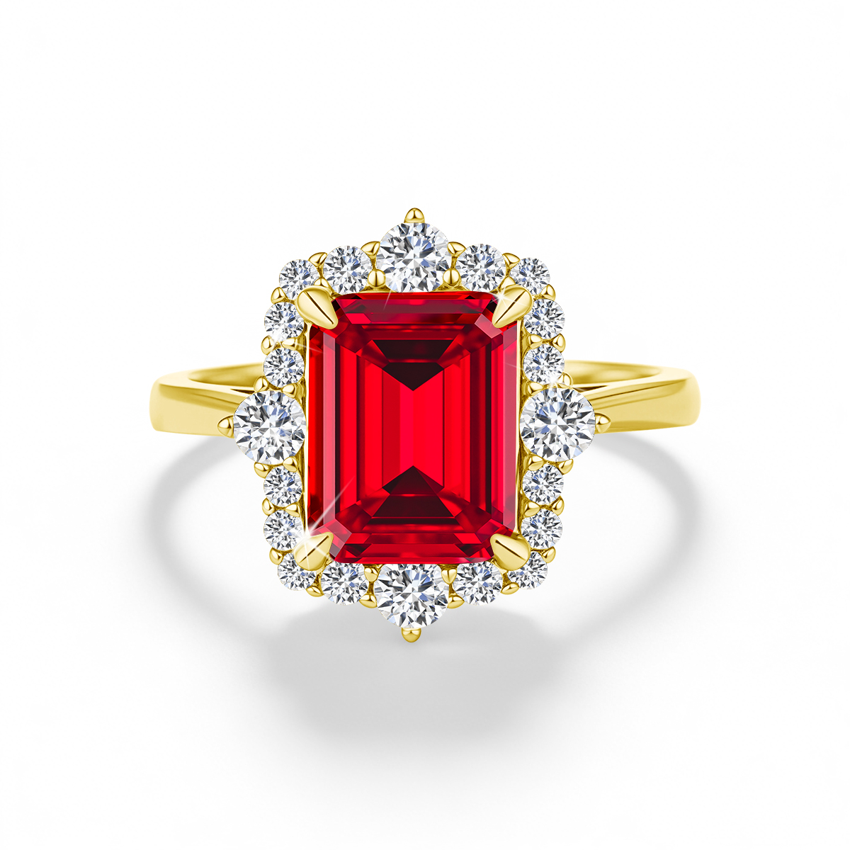 3CT Zümrüt Kesim Yakut Alyans  - Lab Grown Diamond Ring 14K Gold incelemesi ve fiyatı