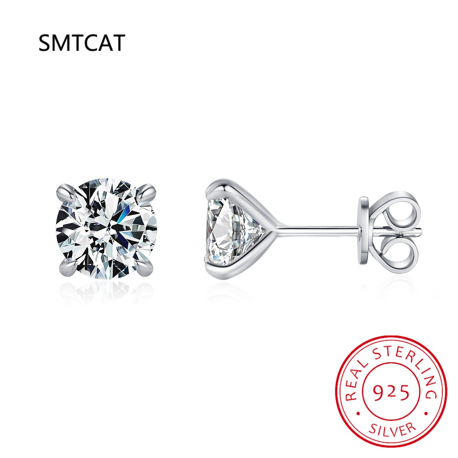 D Renk 1CT Mozanit Saplama Küp - Moissanite Stud Earrings Round Cut 1Ct incelemesi ve fiyatı