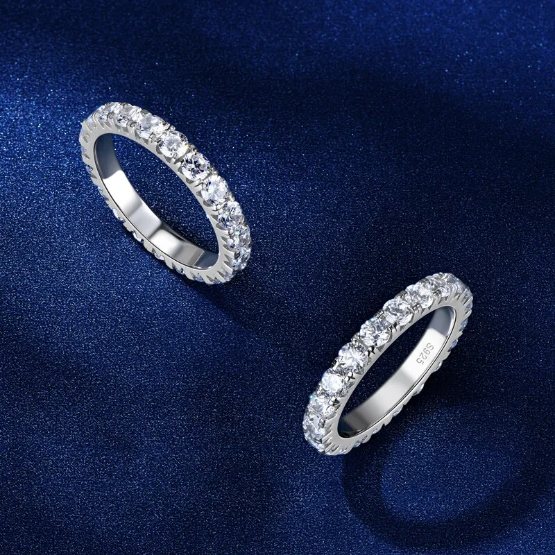 Anziw 3mm D Mozanit Tam Sonsuz - Moissanite Eternity Band Ring Stackable incelemesi ve fiyatı