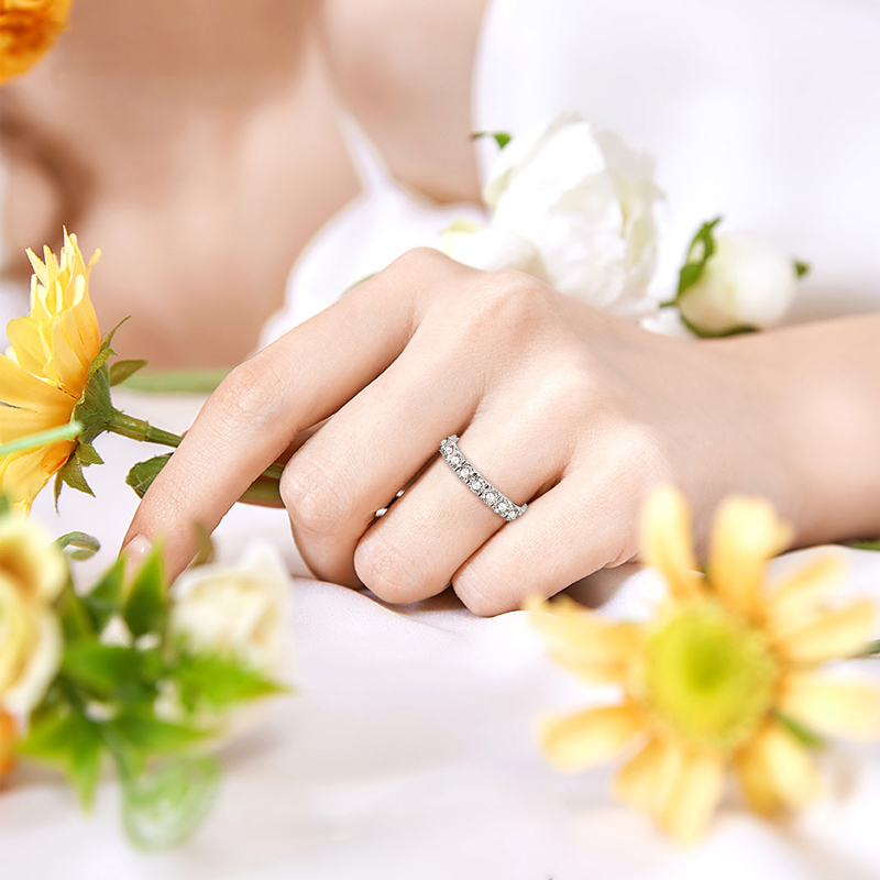 Anziw 3mm D Mozanit Tam Sonsuz - Moissanite Eternity Band Ring Stackable incelemesi ve fiyatı