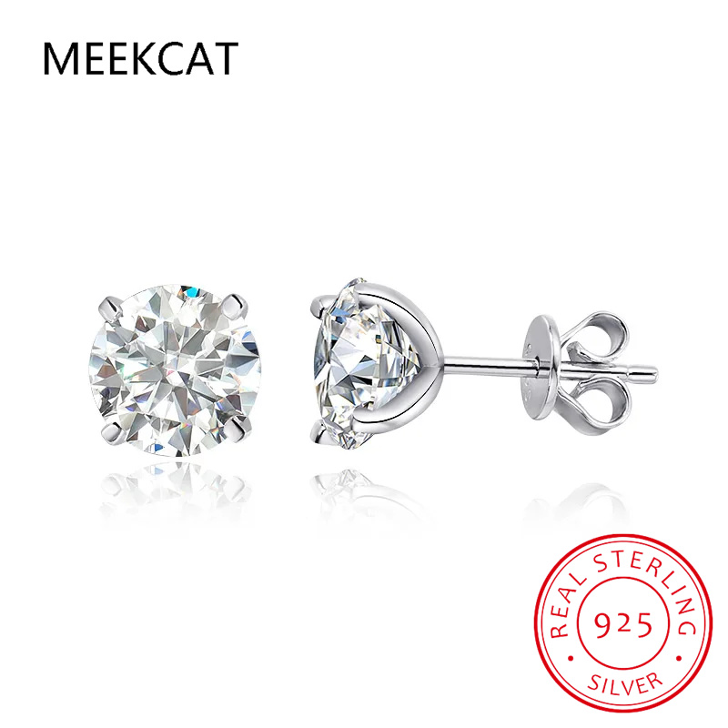 D Renk 1CT Mozanit Saplama Küp - Moissanite Stud Earrings Round Cut 1Ct incelemesi ve fiyatı