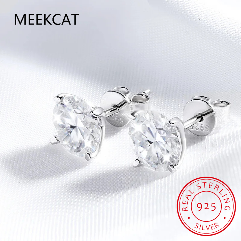 D Renk 1CT Mozanit Saplama Küp - Moissanite Stud Earrings Round Cut 1Ct incelemesi ve fiyatı