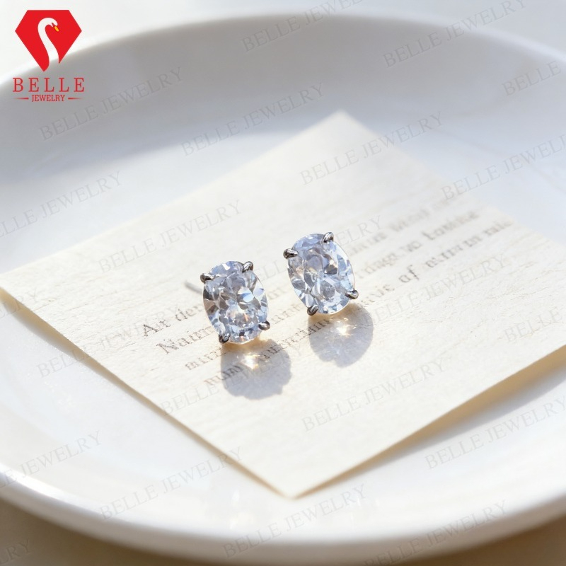 0.5/1ct D Renk Mozanit Küpe Yu - Moissanite Stud Earrings Round Cut 1Ct incelemesi ve fiyatı