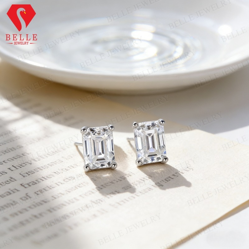0.5/1ct D Renk Mozanit Küpe Yu - Moissanite Stud Earrings Round Cut 1Ct incelemesi ve fiyatı
