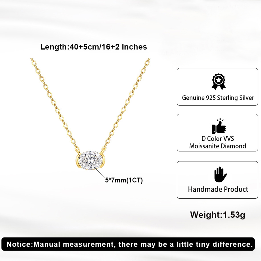 Kadınlar için 1CT Oval Kesim M - Moissanite Pendant Necklace Solitaire incelemesi ve fiyatı