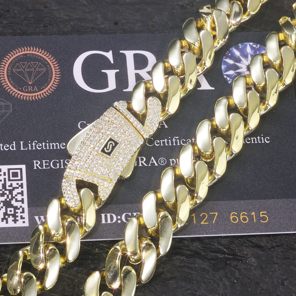 ESKEEM Yeni 925 Gümüş Monako Z - Moissanite Cuban Link Chain Iced Out incelemesi ve fiyatı