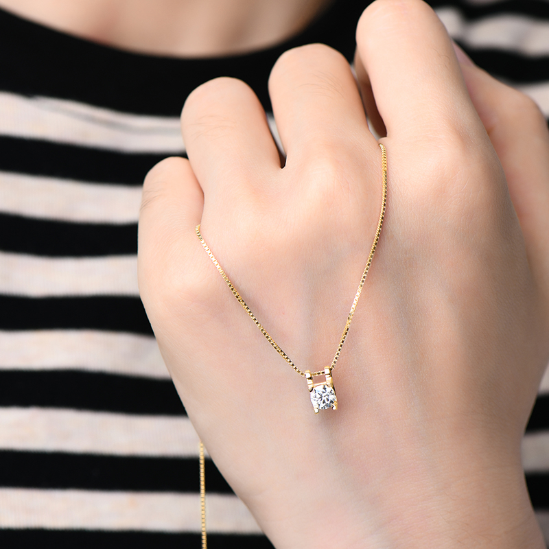 Anziw 5MM Sparkling D Moissani - Moissanite Pendant Necklace Solitaire incelemesi ve fiyatı