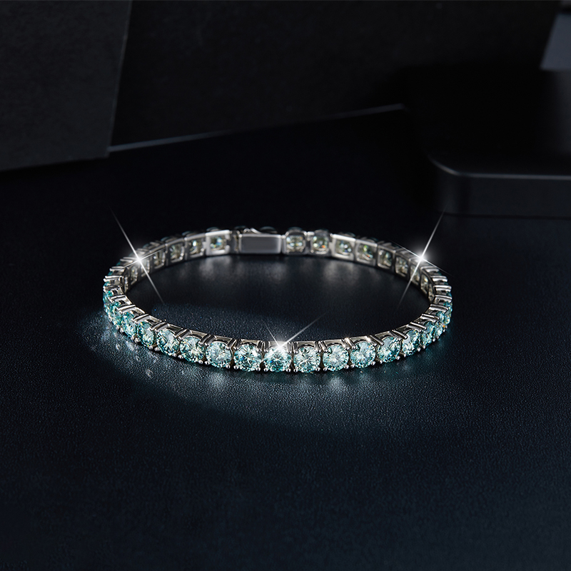 KEEP YES 4mm/5mm Mavi Yeşil Mo - Moissanite Tennis Bracelet 925 Sterling incelemesi ve fiyatı