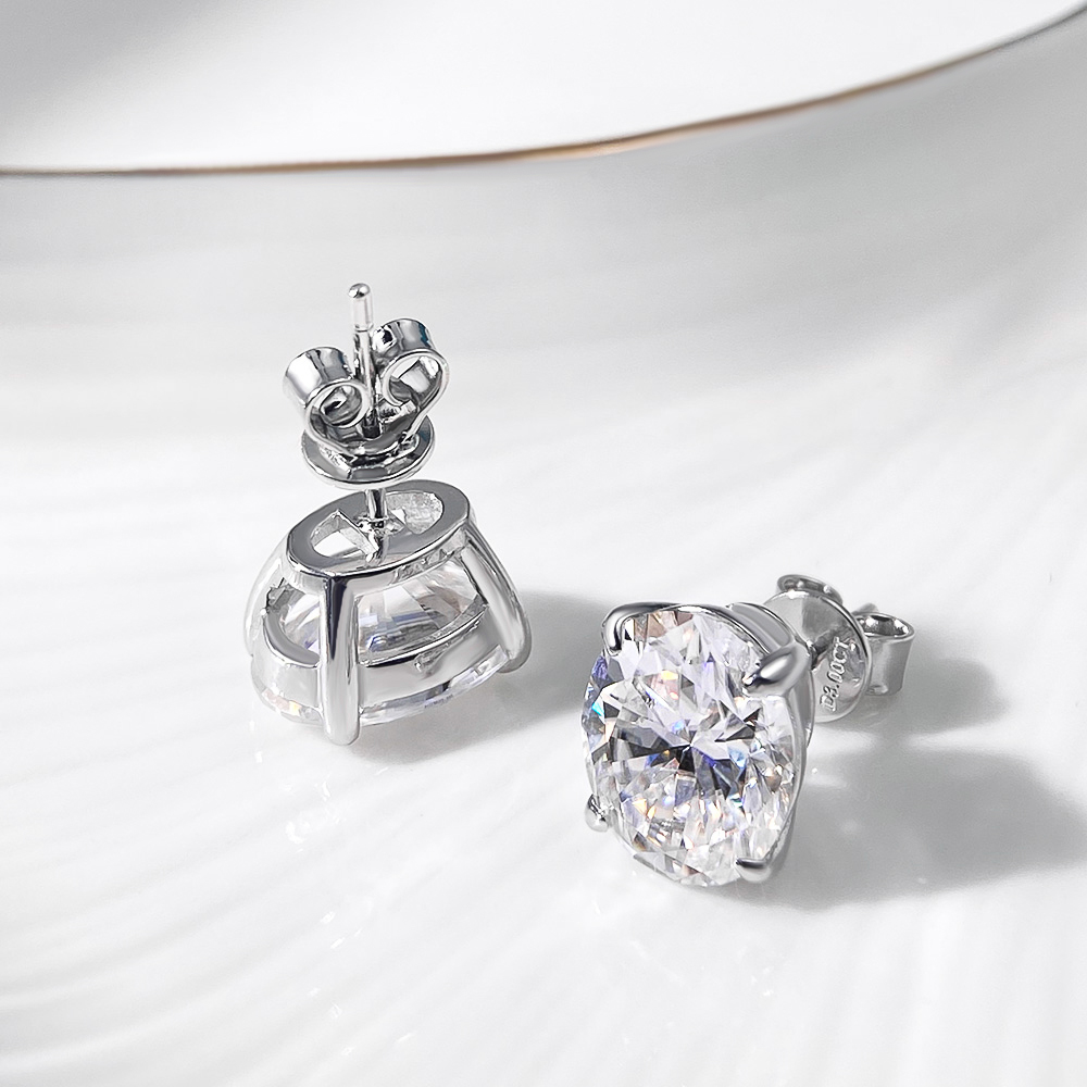 OEVAS 1-4 Karat Oval Kesim Moi - Moissanite Stud Earrings Round Cut 1Ct incelemesi ve fiyatı