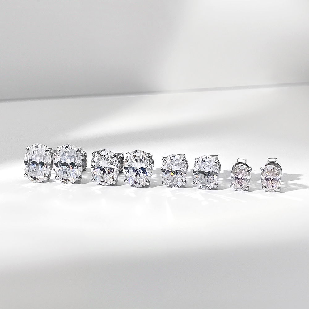 OEVAS 1-4 Karat Oval Kesim Moi - Moissanite Stud Earrings Round Cut 1Ct incelemesi ve fiyatı