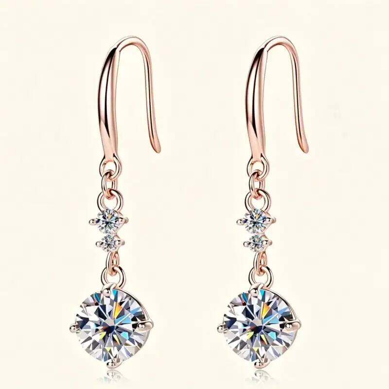 1CT 925 Ayar Gümüş Damla Küpel - Moissanite Stud Earrings Round Cut 1Ct incelemesi ve fiyatı