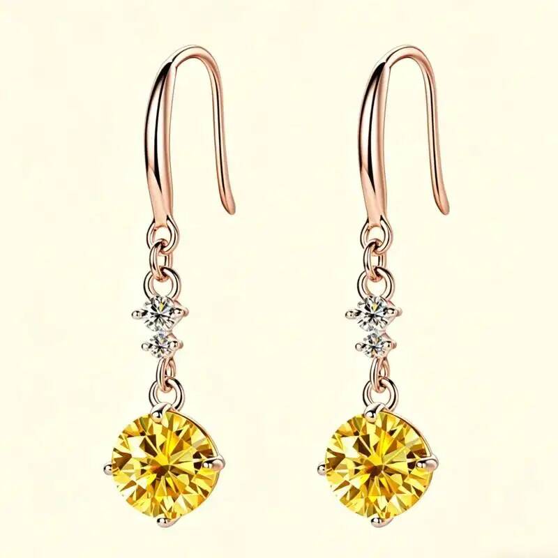 1CT 925 Ayar Gümüş Damla Küpel - Moissanite Stud Earrings Round Cut 1Ct incelemesi ve fiyatı