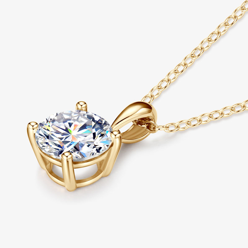 IOGOU 14K Katı Altın Kolye 8mm - Moissanite Pendant Necklace Solitaire incelemesi ve fiyatı