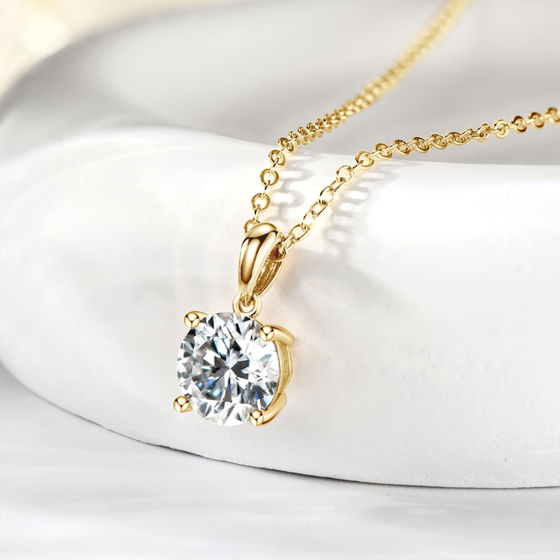 IOGOU 14K Katı Altın Kolye 8mm - Moissanite Pendant Necklace Solitaire incelemesi ve fiyatı